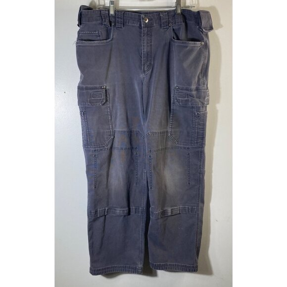Mens Duluth Trading Co Flex Fire Hose Double Knee Cargo Pants Gray 38 Flaws - Picture 1 of 12